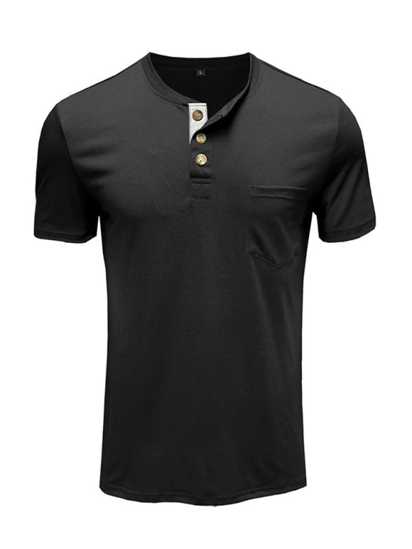 Men's solid color casual short-sleeved T-shirt