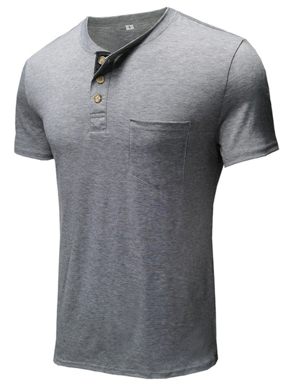 Men's solid color casual short-sleeved T-shirt