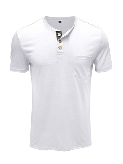 Men's solid color casual short-sleeved T-shirt