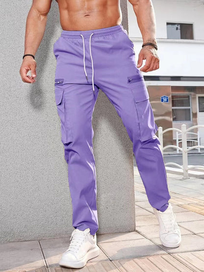 Men's new fashionable casual sports zipper decorative overalls