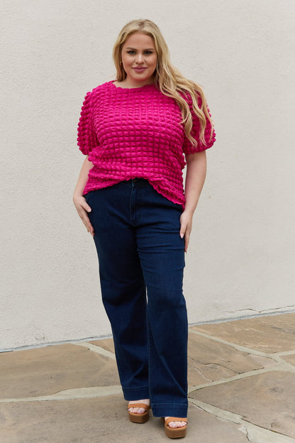 And The Why Full Size Bubble textured Puff Sleeve Top - seldenkingsley