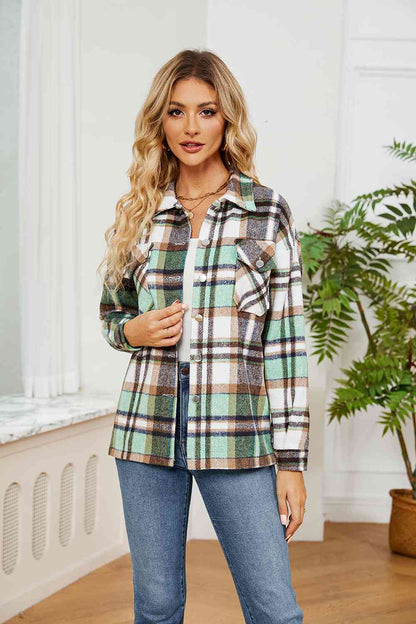 Collared Plaid Shacket - Selden & Kingsley