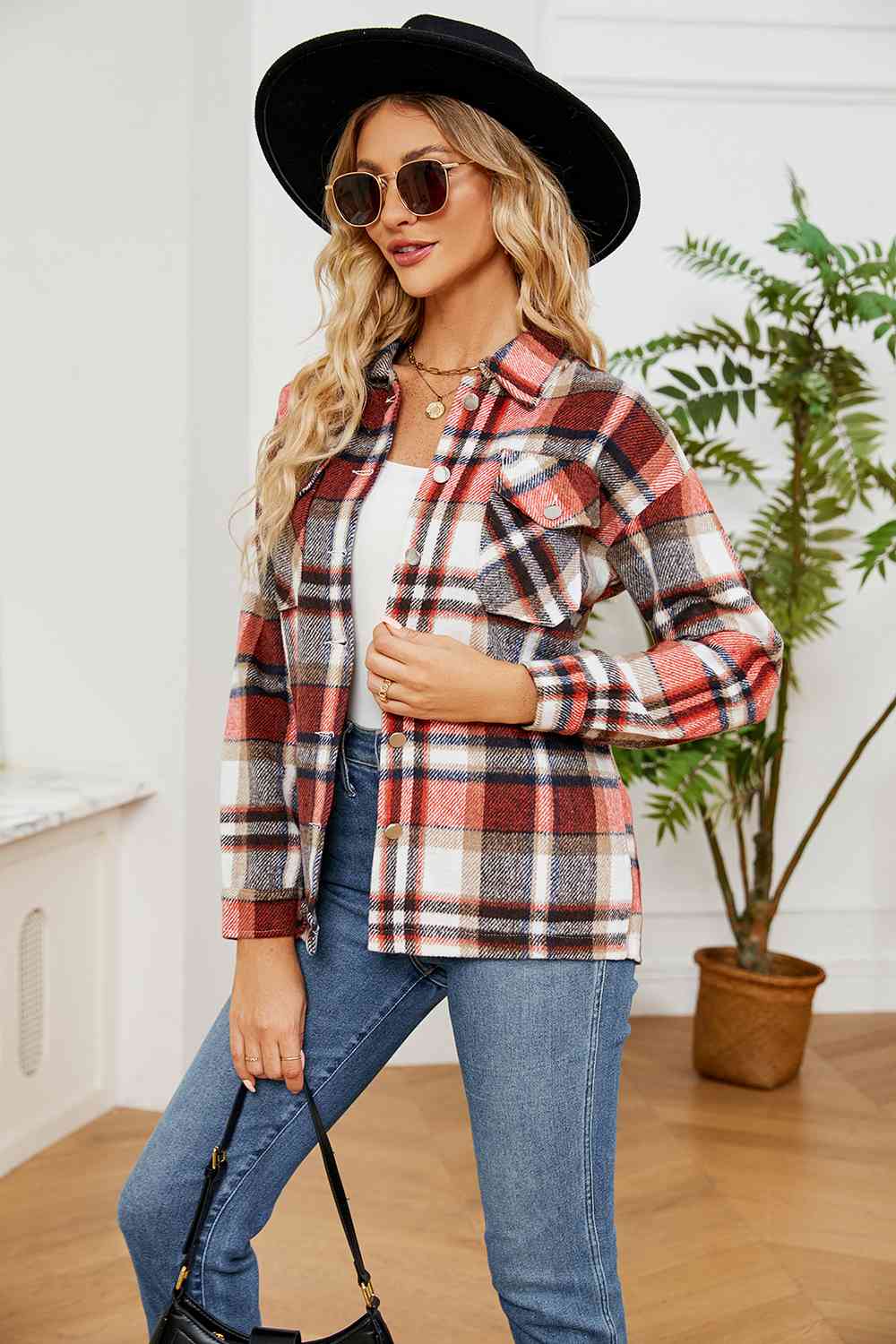 Collared Plaid Shacket - Selden & Kingsley