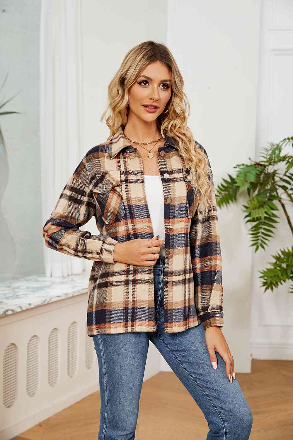 Collared Plaid Shacket - Selden & Kingsley