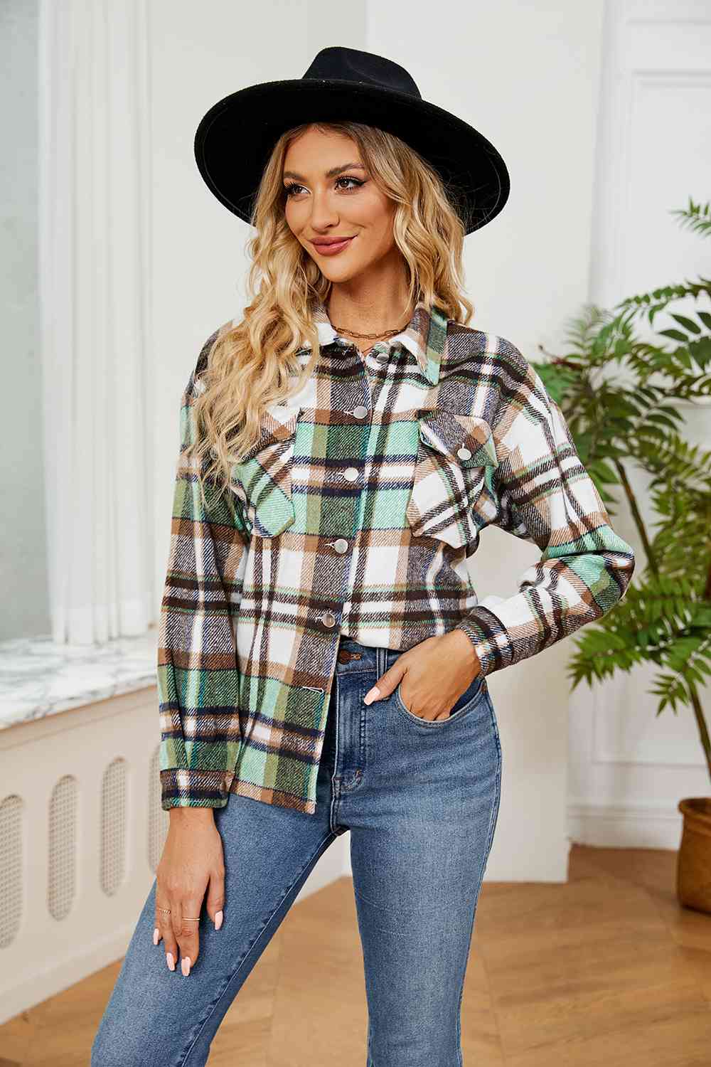 Collared Plaid Shacket - Selden & Kingsley