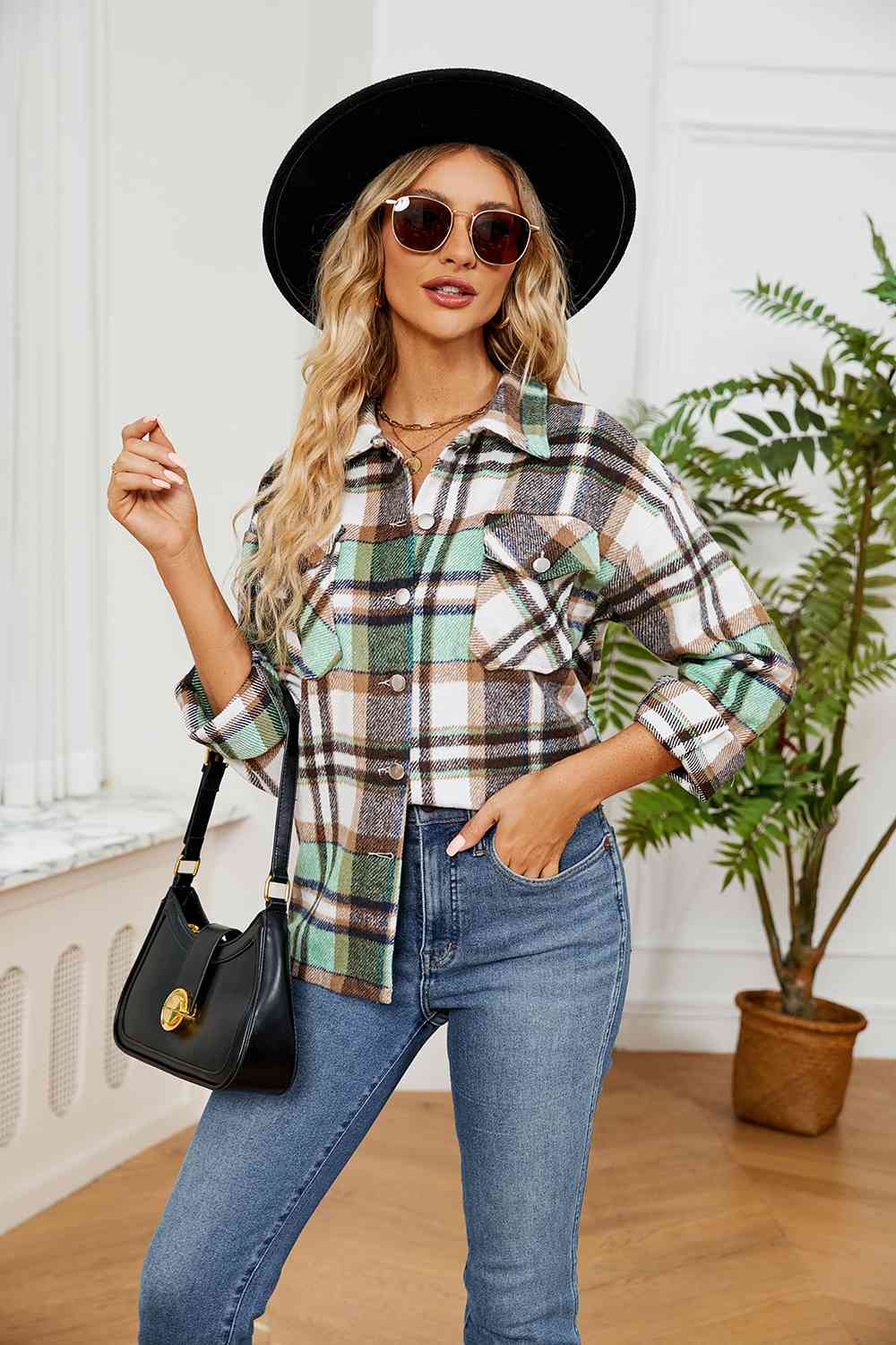 Collared Plaid Shacket - Selden & Kingsley