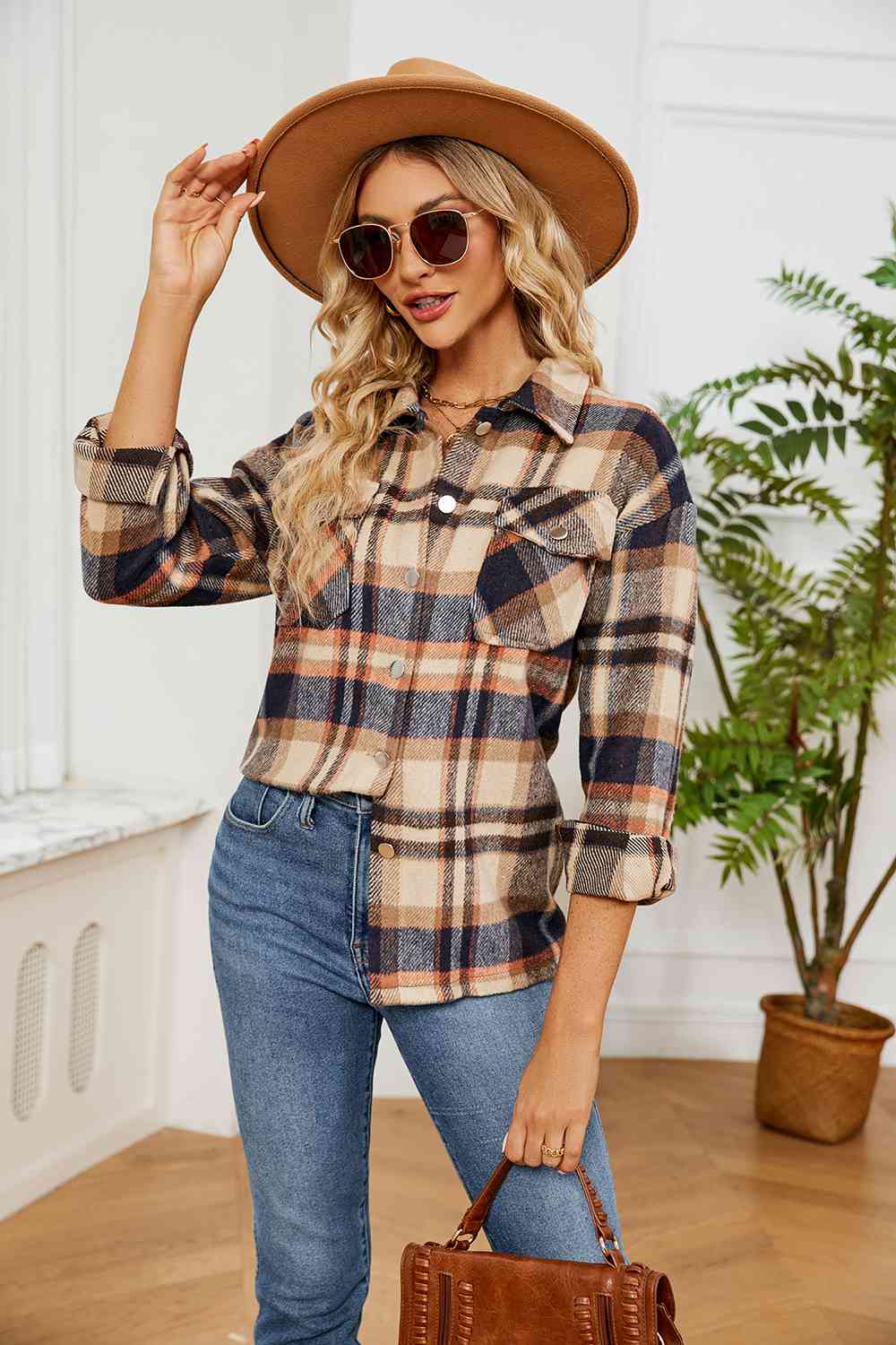 Collared Plaid Shacket - Selden & Kingsley