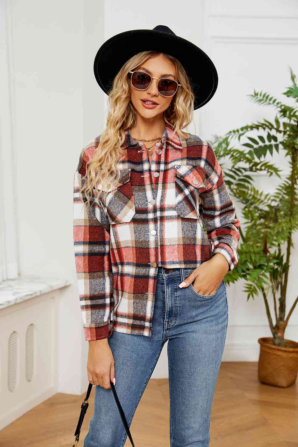 Collared Plaid Shacket - Selden & Kingsley