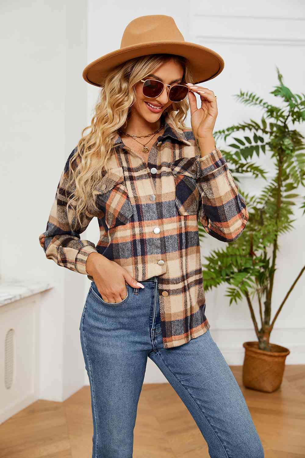 Collared Plaid Shacket - Selden & Kingsley