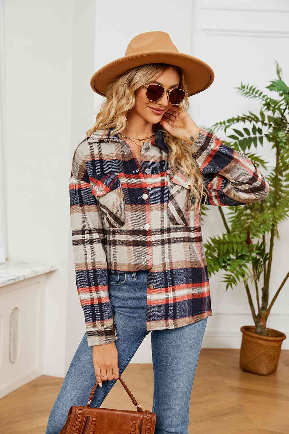 Collared Plaid Shacket - Selden & Kingsley