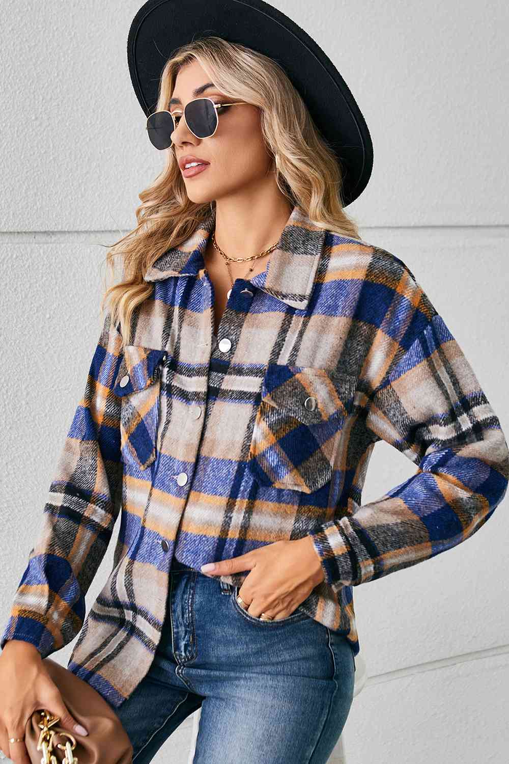 Collared Plaid Shacket - Selden & Kingsley