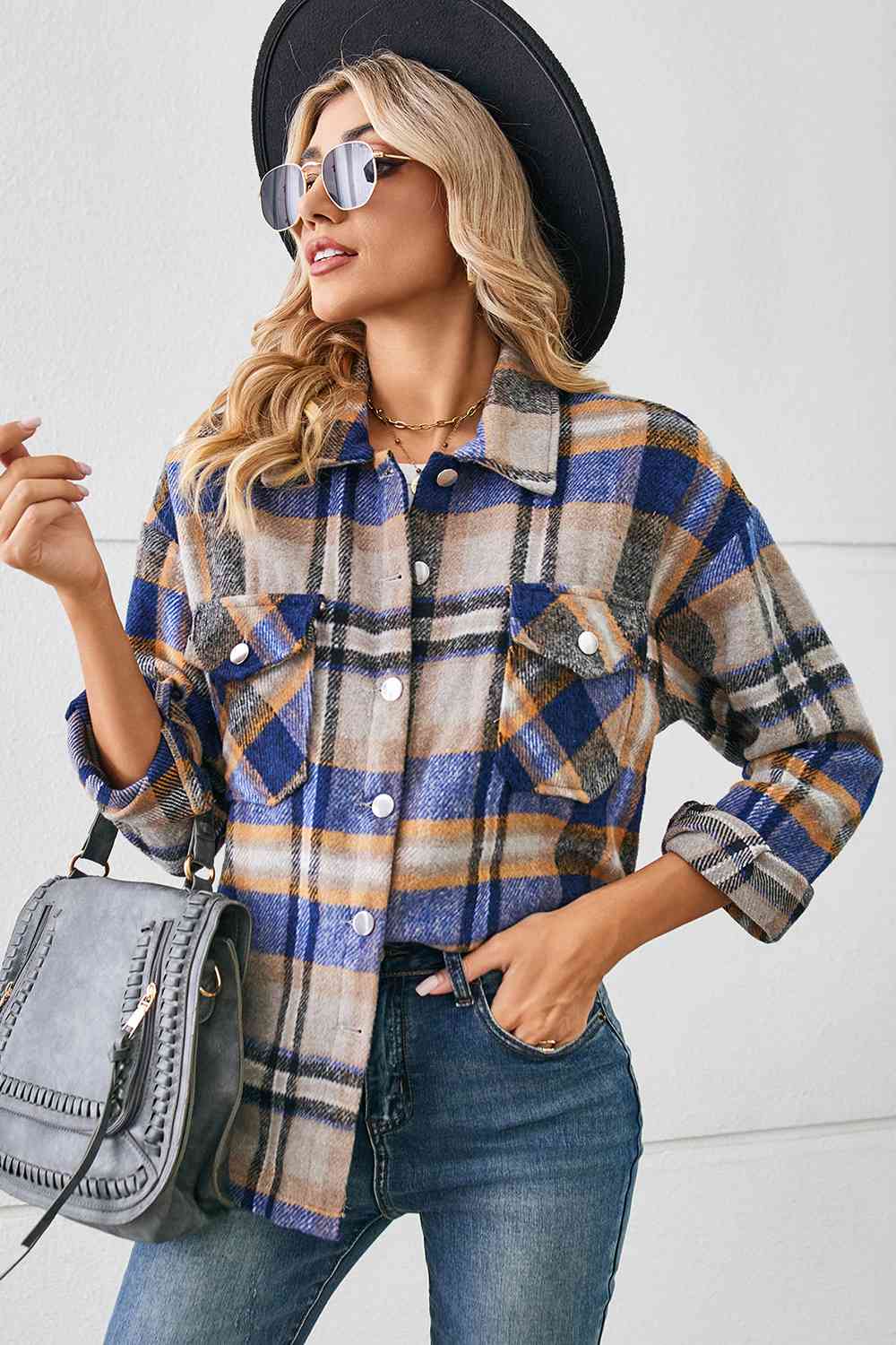 Collared Plaid Shacket - Selden & Kingsley