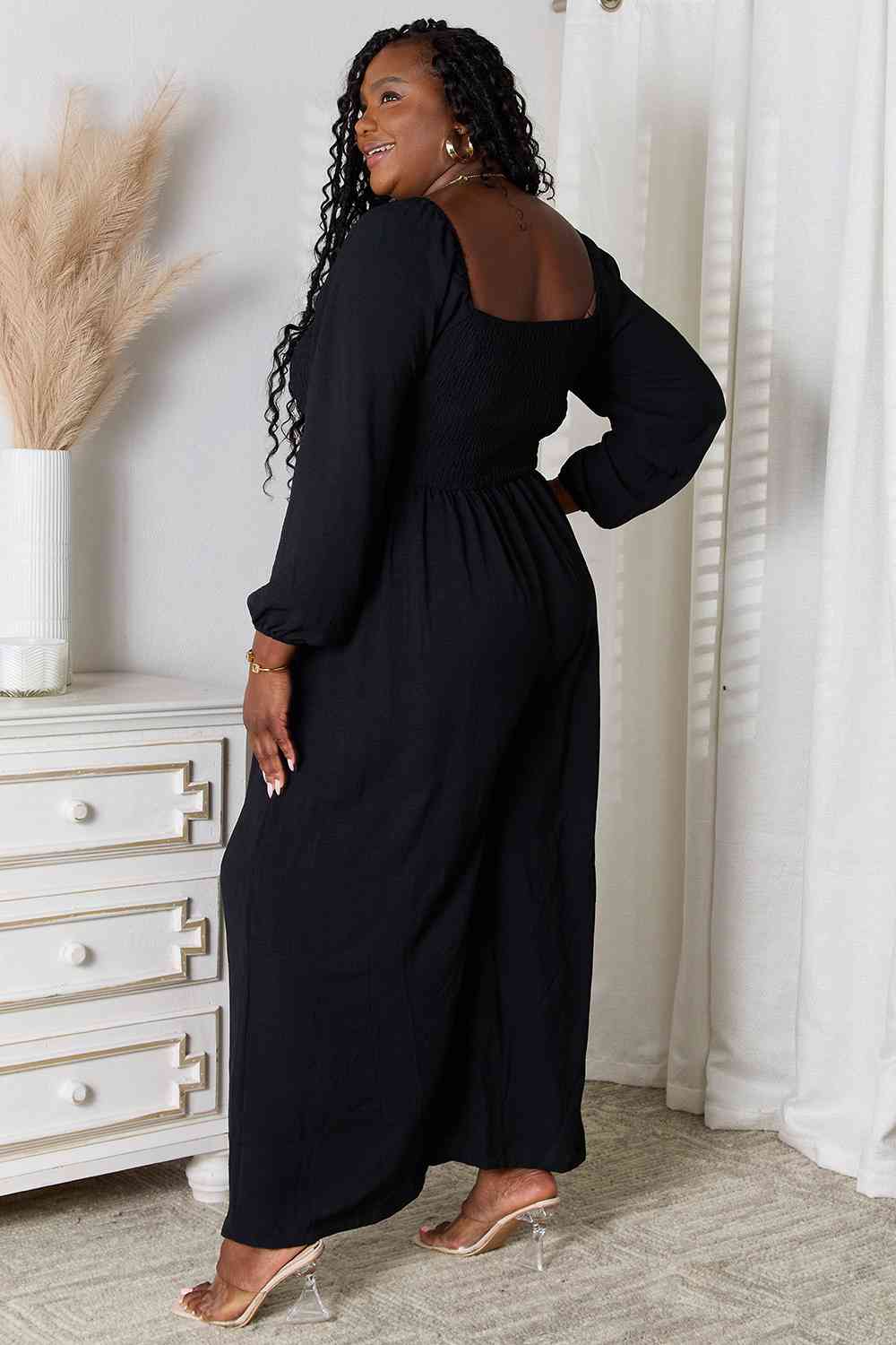 Double Take Square Neck Jumpsuit with Pockets - Selden & Kingsley