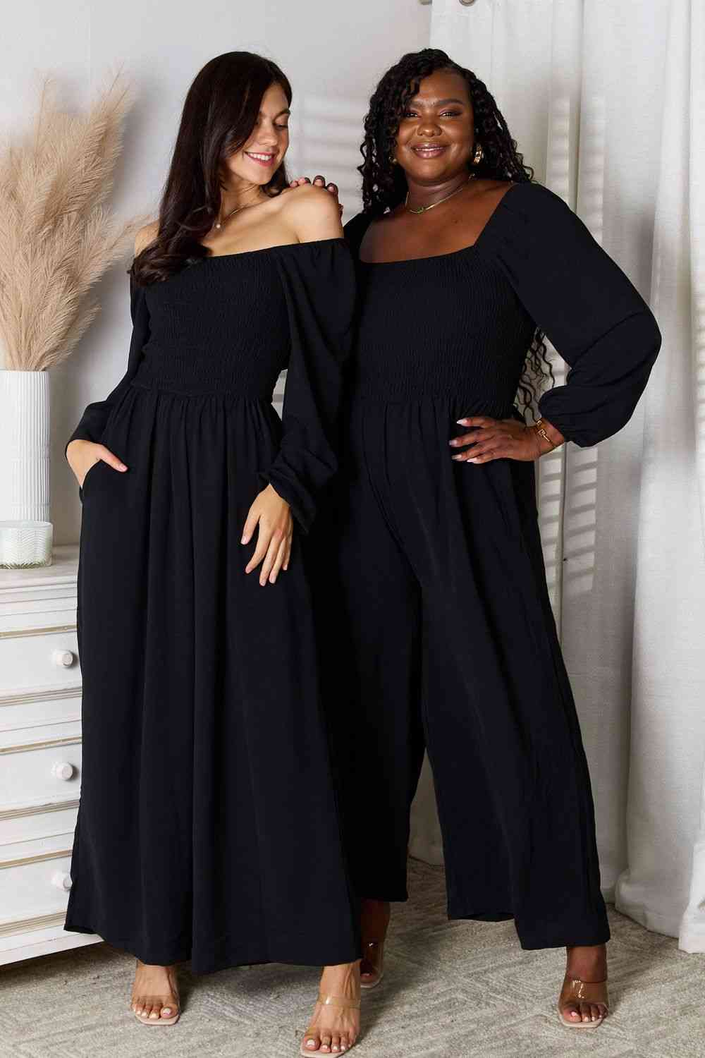 Double Take Square Neck Jumpsuit with Pockets - Selden & Kingsley