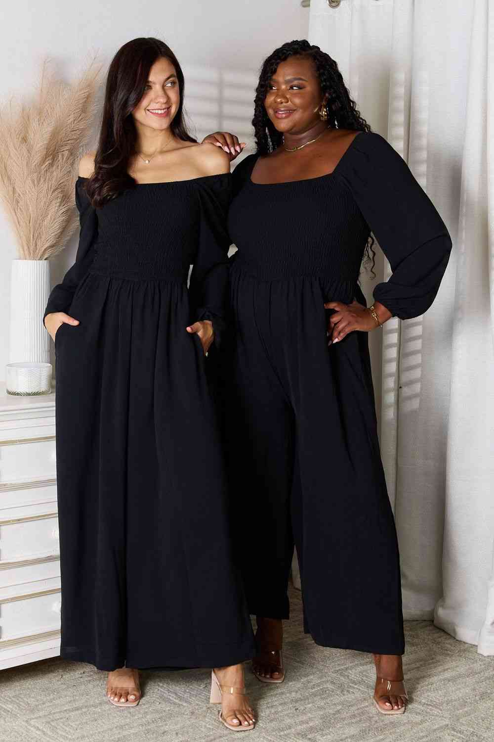 Double Take Square Neck Jumpsuit with Pockets - Selden & Kingsley