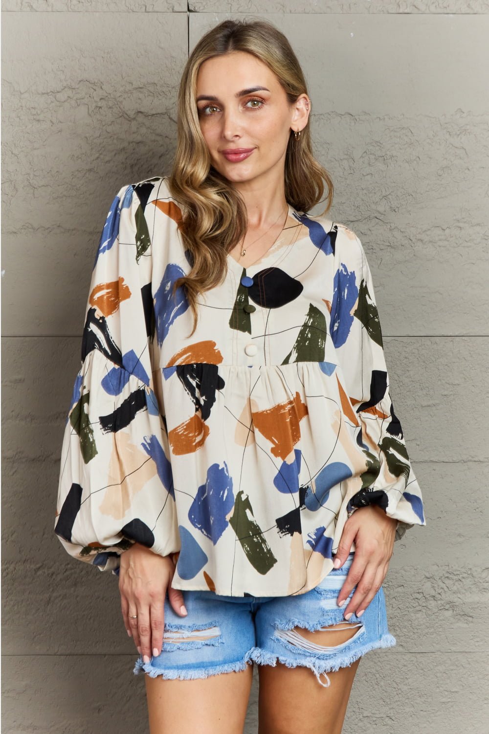 Hailey & Co Wishful Thinking Multi Colored Printed Blouse - seldenkingsley