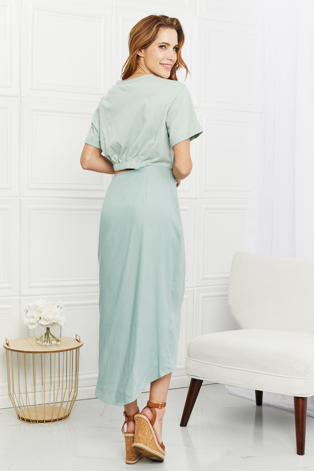 HEYSON Make It Work Cut-Out Midi Dress in Mint - Selden & Kingsley