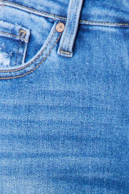 Kancan Full Size Distressed Raw Hem Bootcut Jeans - Selden & Kingsley
