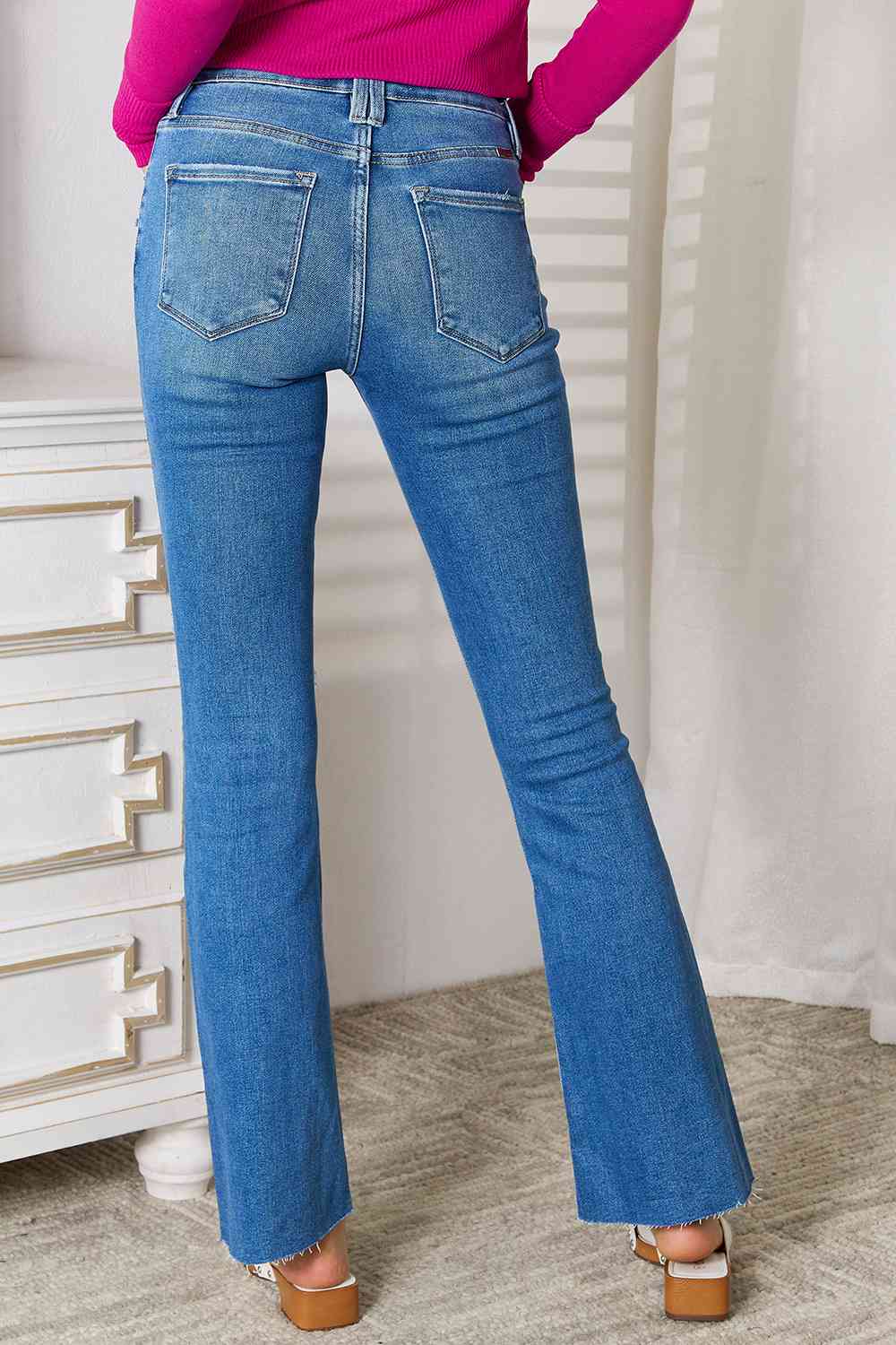 Kancan Full Size Distressed Raw Hem Bootcut Jeans - Selden & Kingsley