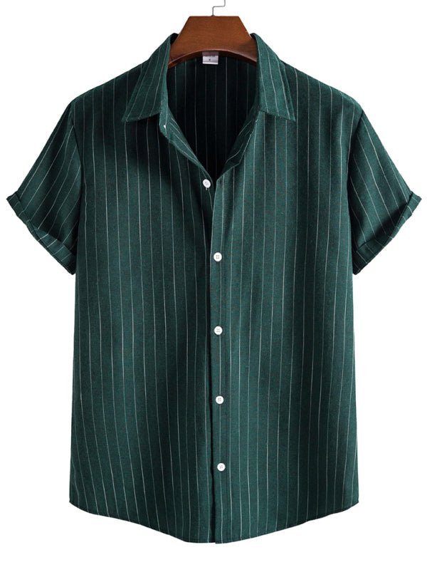 Men's Fashion Trend Casual Striped Short Sleeve Shirt - seldenkingsley