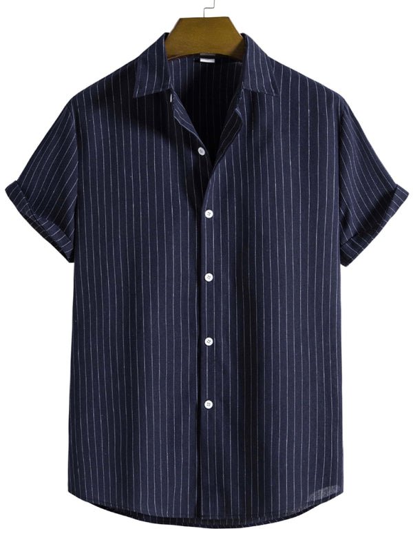 Men's Fashion Trend Casual Striped Short Sleeve Shirt - seldenkingsley