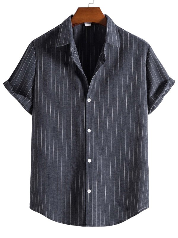 Men's Fashion Trend Casual Striped Short Sleeve Shirt - seldenkingsley