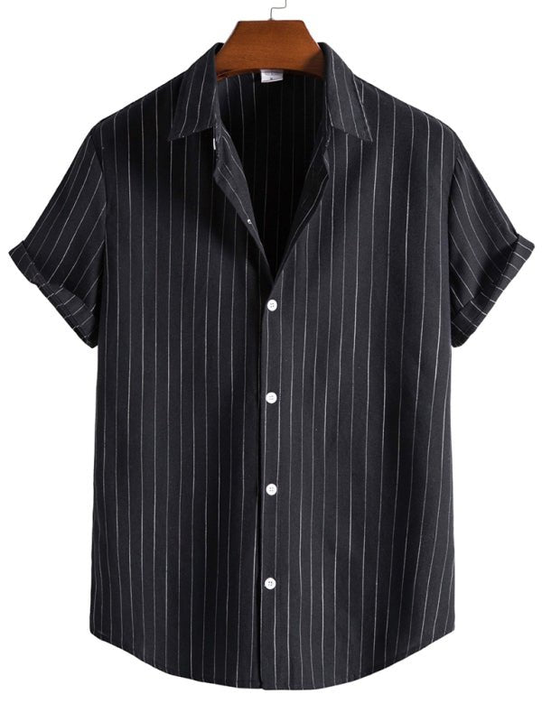 Men's Fashion Trend Casual Striped Short Sleeve Shirt - seldenkingsley