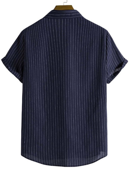 Men's Fashion Trend Casual Striped Short Sleeve Shirt - seldenkingsley