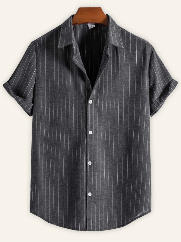 Men's Fashion Trend Casual Striped Short Sleeve Shirt - seldenkingsley