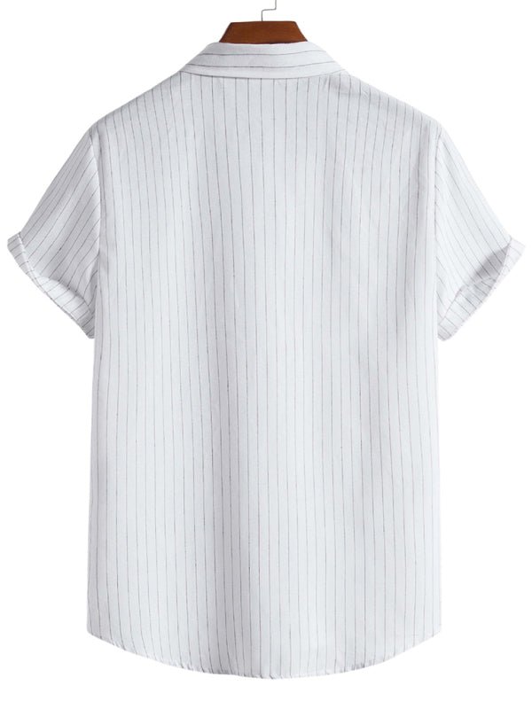 Men's Fashion Trend Casual Striped Short Sleeve Shirt - seldenkingsley