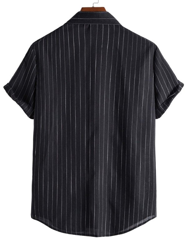 Men's Fashion Trend Casual Striped Short Sleeve Shirt - seldenkingsley