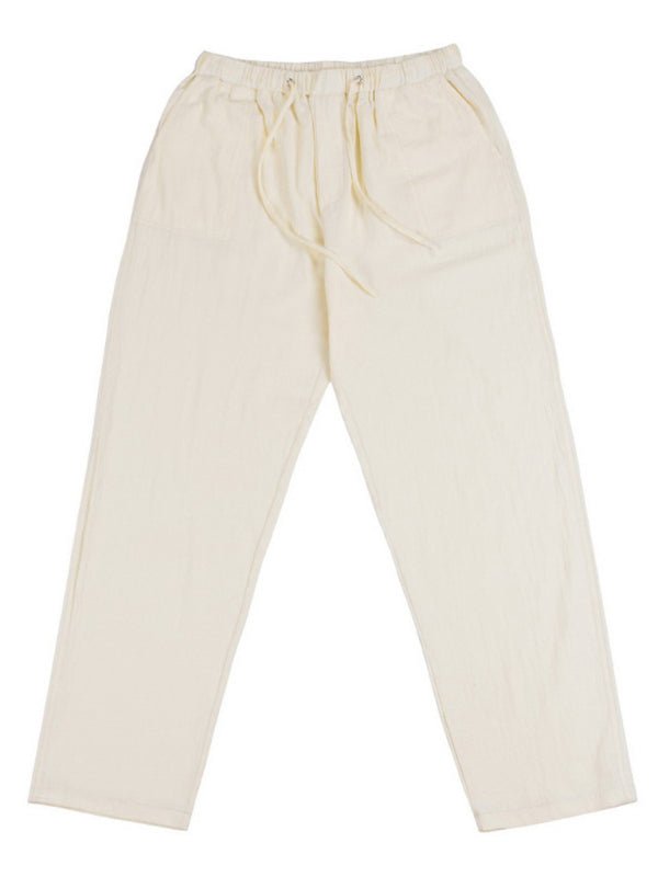 Men's Solid Color Linen Blend Drawstring Pants - seldenkingsley