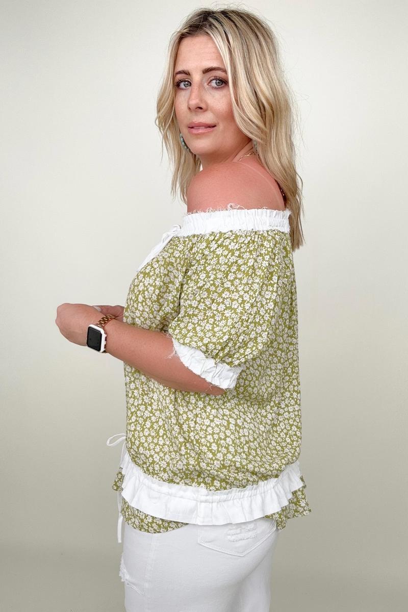 Heyson | Convertible Ditsy Floral Button Down Blouse