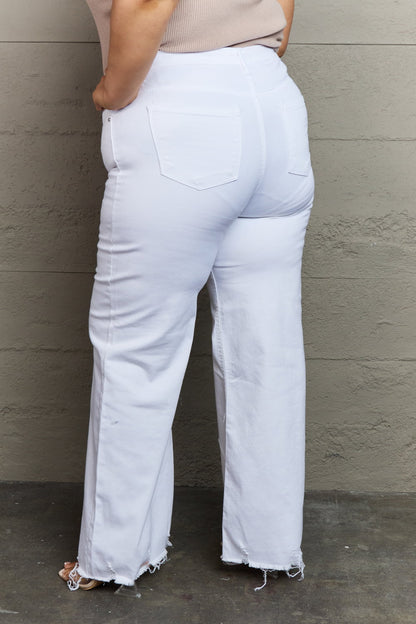 RISEN Raelene Full Size High Waist Wide Leg Jeans in White - seldenkingsley