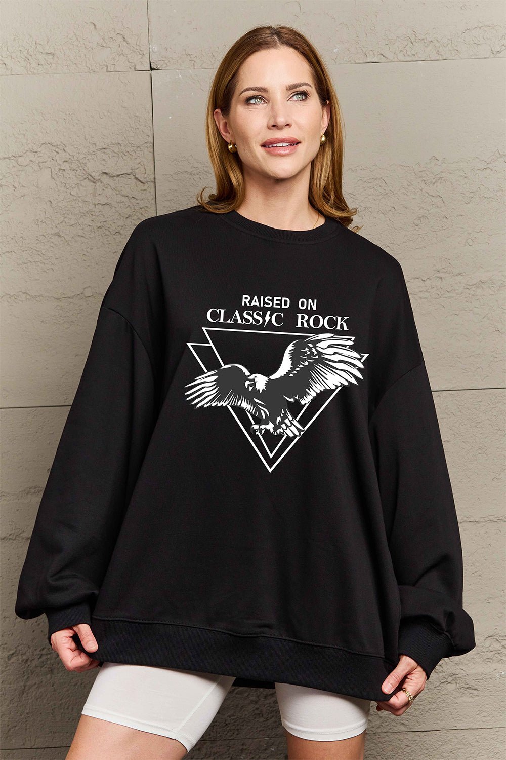 Simply Love Full Size Eagle Graphic Drop Shoulder Sweatshirt - Selden & Kingsley