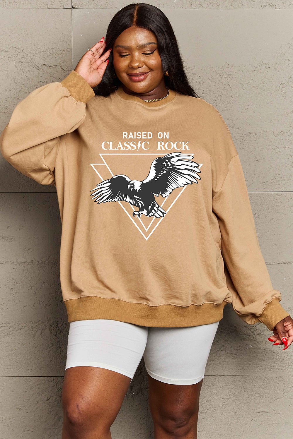 Simply Love Full Size Eagle Graphic Drop Shoulder Sweatshirt - Selden & Kingsley