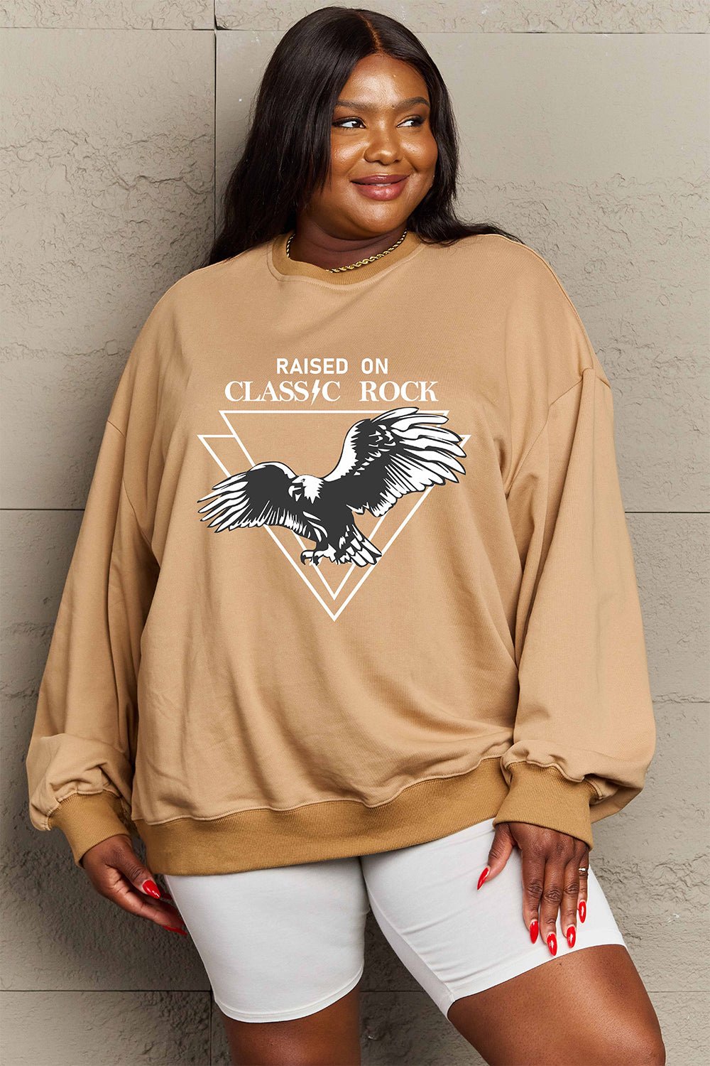 Simply Love Full Size Eagle Graphic Drop Shoulder Sweatshirt - Selden & Kingsley