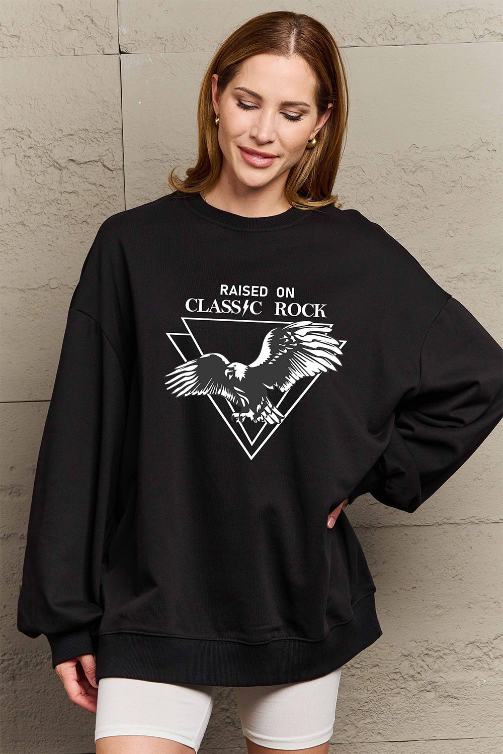 Simply Love Full Size Eagle Graphic Drop Shoulder Sweatshirt - Selden & Kingsley