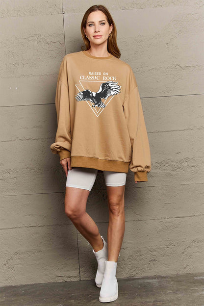 Simply Love Full Size Eagle Graphic Drop Shoulder Sweatshirt - Selden & Kingsley