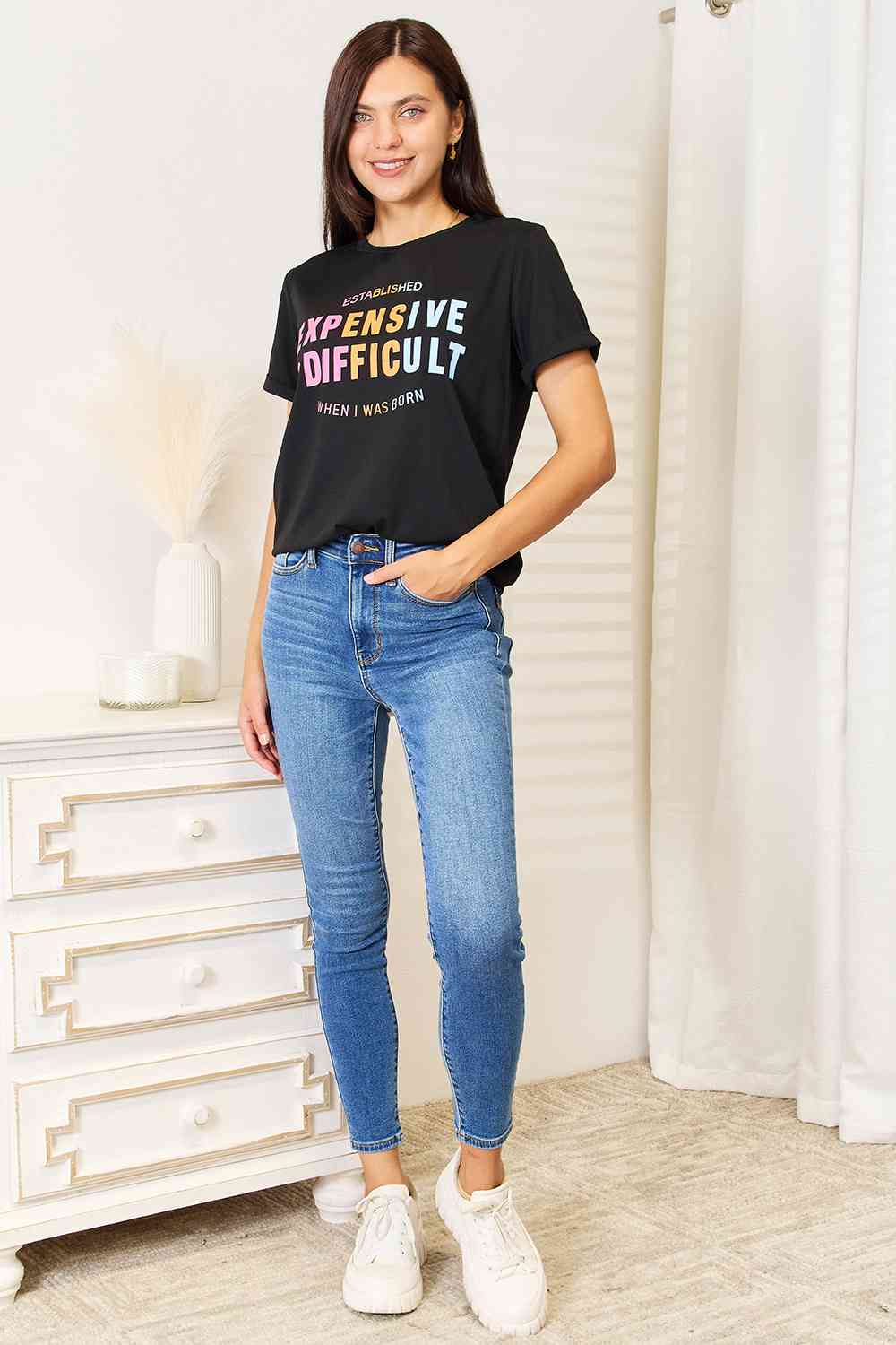 Simply Love Slogan Graphic Cuffed Sleeve T-Shirt - Selden & Kingsley