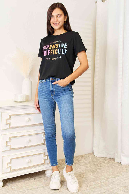 Simply Love Slogan Graphic Cuffed Sleeve T-Shirt - Selden & Kingsley