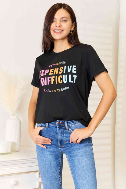 Simply Love Slogan Graphic Cuffed Sleeve T-Shirt - Selden & Kingsley