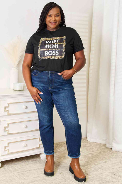 Simply Love WIFE MOM BOSS Leopard Graphic T-Shirt - Selden & Kingsley