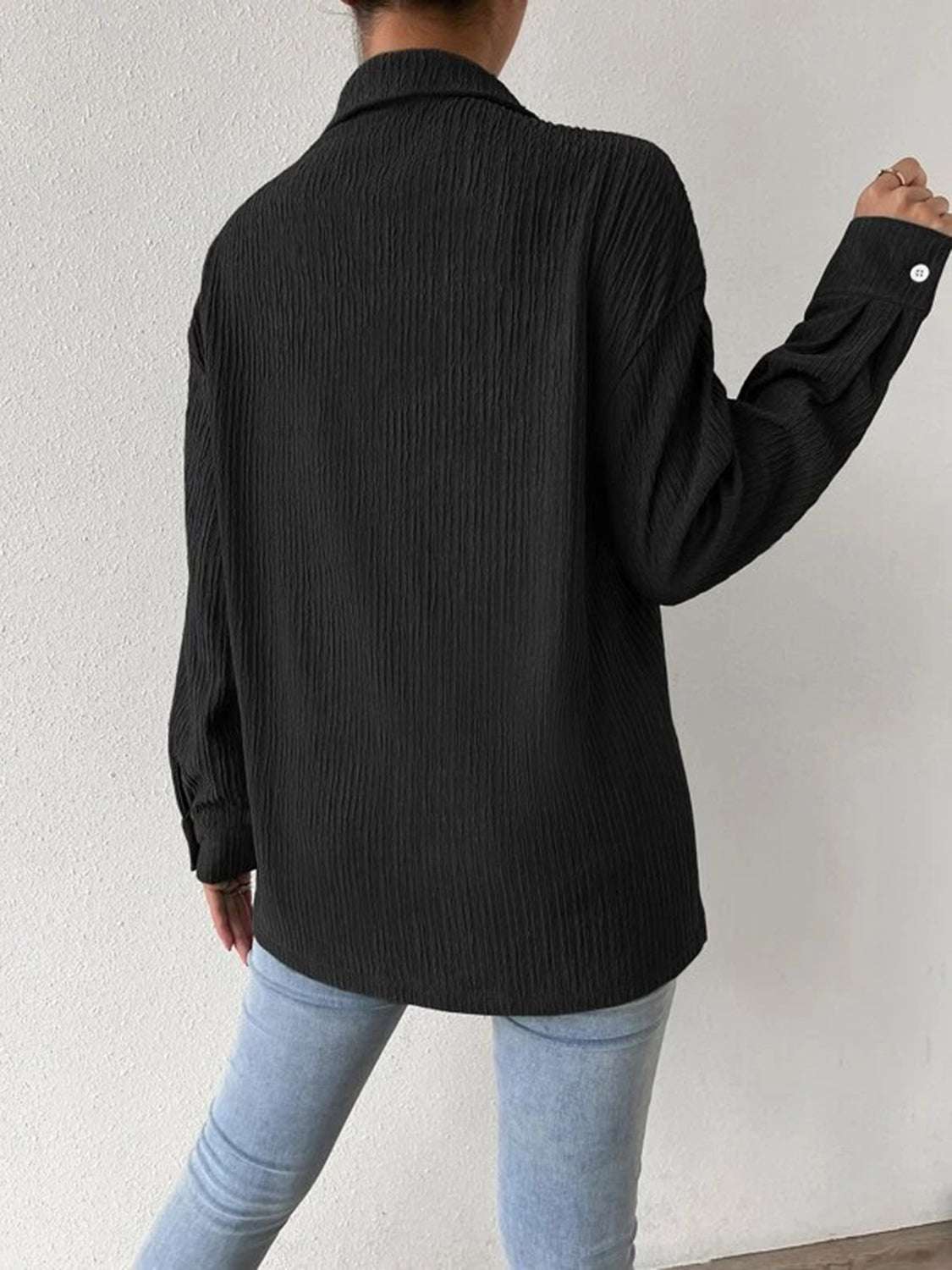 Textured Drop Shoulder Shirt Jacket - Selden & Kingsley