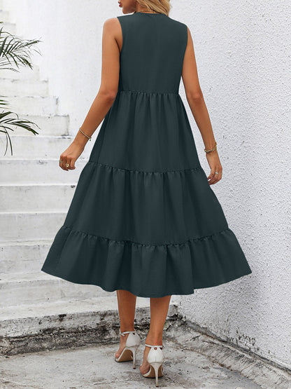 V-Neck Sleeveless Tiered Dress - Selden & Kingsley