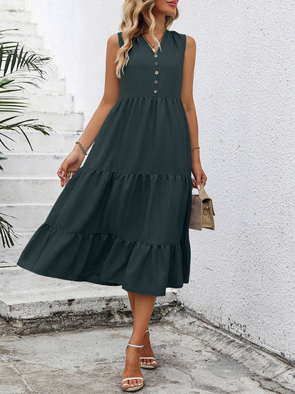 V-Neck Sleeveless Tiered Dress - Selden & Kingsley