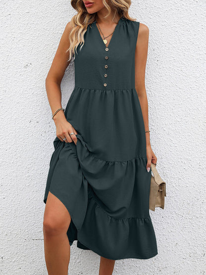 V-Neck Sleeveless Tiered Dress - Selden & Kingsley