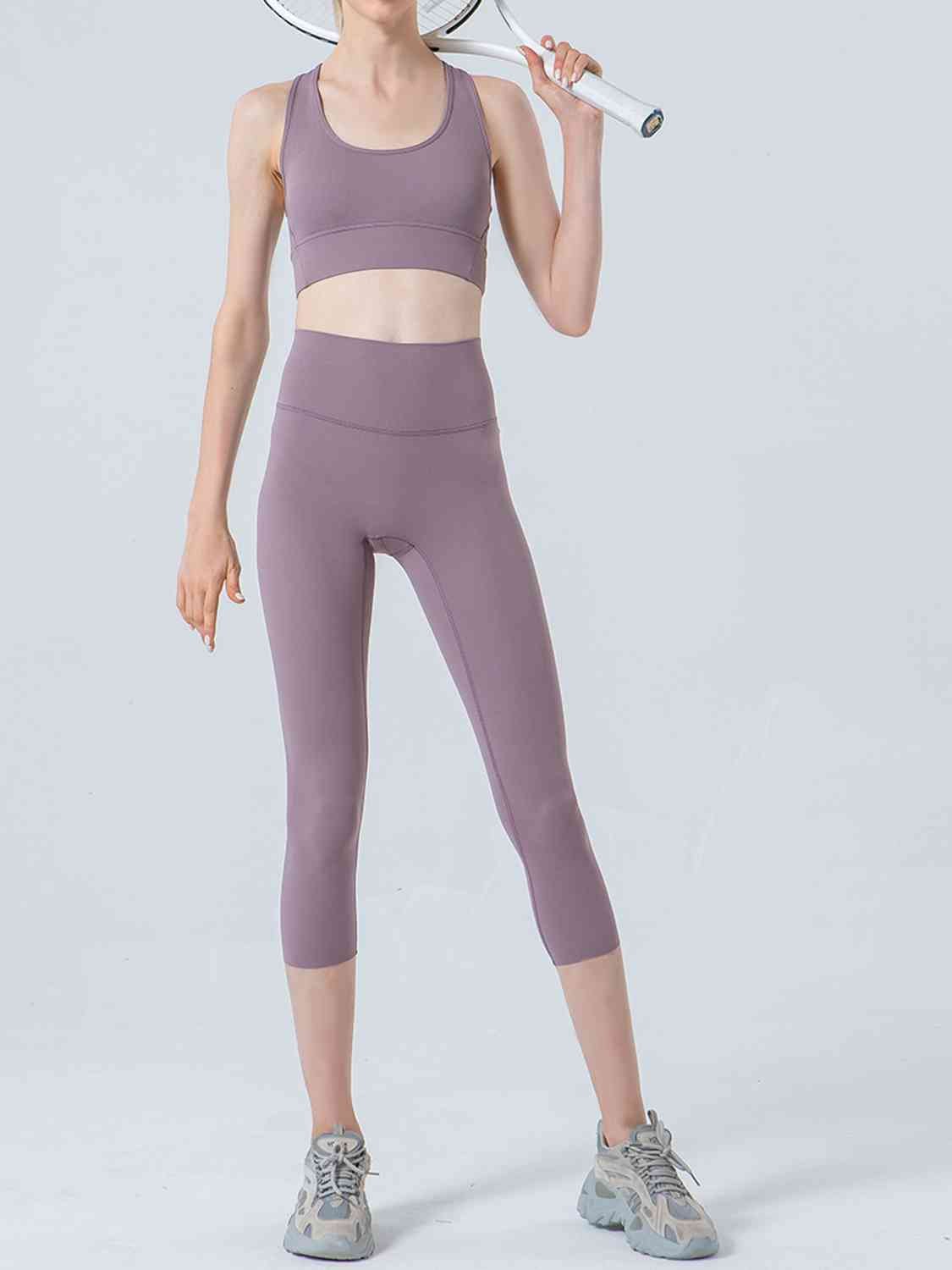 Wide Waistband Cropped Sports Leggings - Selden & Kingsley