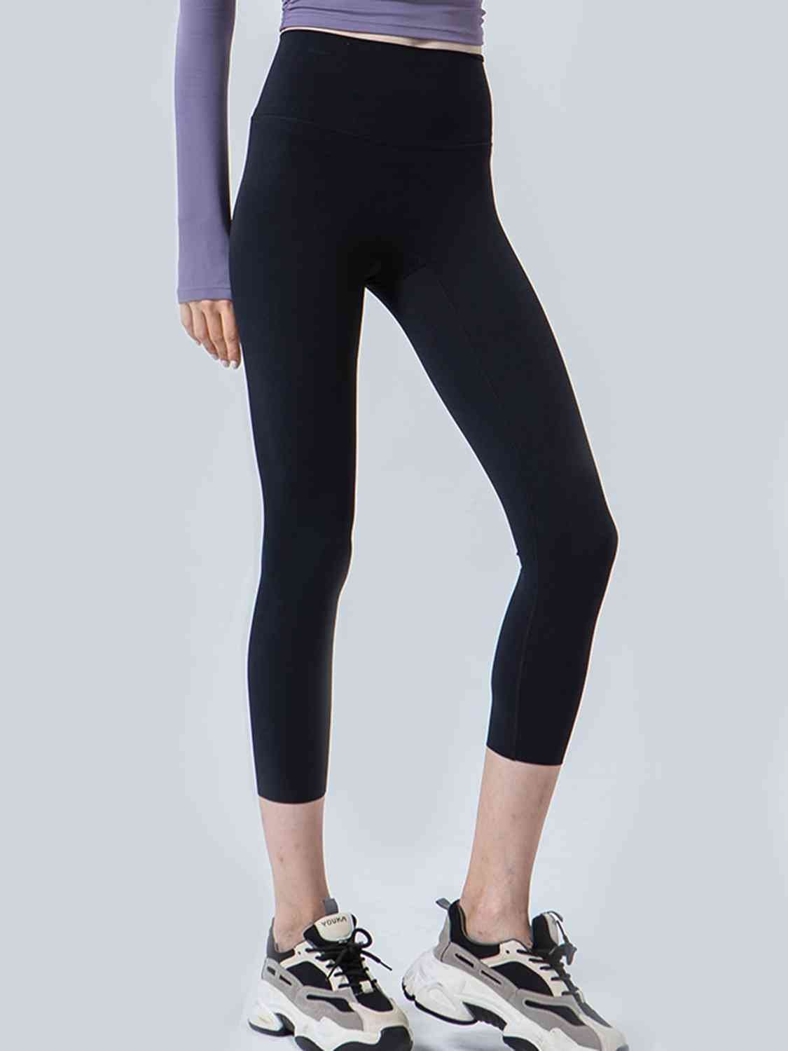 Wide Waistband Cropped Sports Leggings - Selden & Kingsley