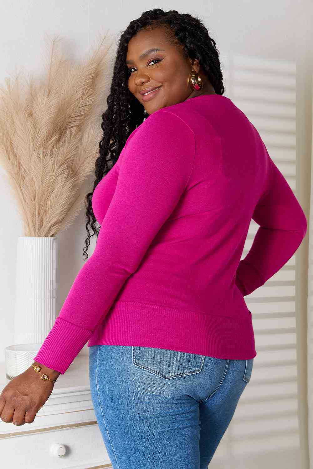 Zenana Full Size V-Neck Long Sleeve Cardigan - Selden & Kingsley